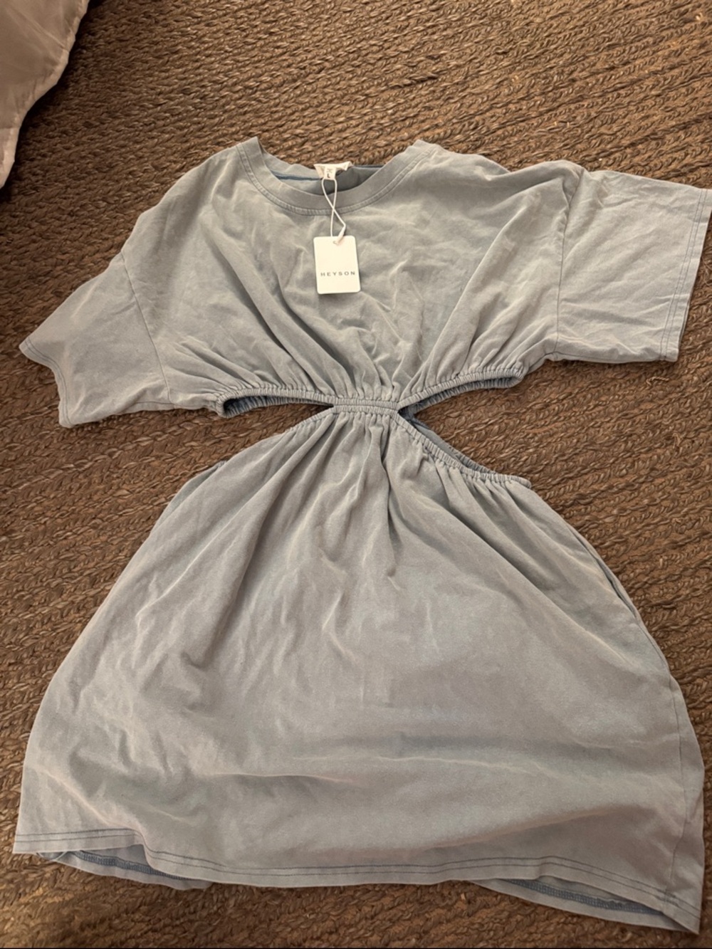 Women's Cutout Waist Casual Dress in Light Gray
